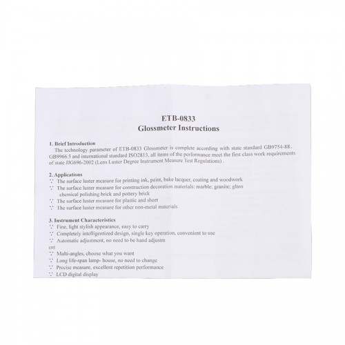 ETB-0833 Self-Calibration 20˚ 60˚ 85˚ Surface Glossmeter Gloss Meter Tester 0-200Gu