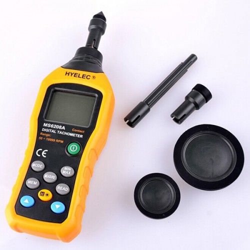 HYELEC MS6208A Digital Contact Tachometer Wind Speed Meter Air Flow Anemometer