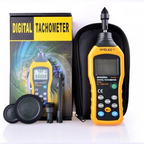 HYELEC MS6208A Digital Contact Tachometer Wind Speed Meter Air Flow Anemometer