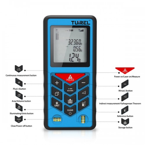 Free shipping from US! Tuirel T100 Handheld 100m/328ft/3937inch Laser Distance Meter Range Finder Measure Instrument Diastimeter