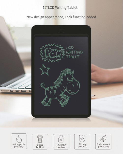 KOLSOL 12inch LCD Writing Tablet Electronic Writing Board Digital Drawing Board Graphic Drawing Tablet Durable with Lock Function