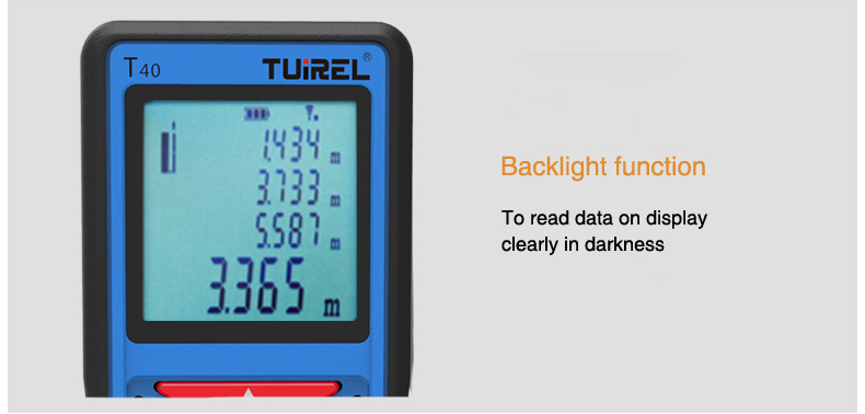 Tuirel T40 Handheld 40m/131ft/1574in Laser Distance Meter  function