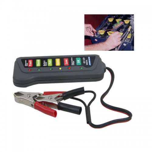 Tirol 12 Volt Battery and Alternator Tester with 6 Led lights Display For Cars and Trucks
