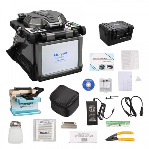 Free Shipping by DHL! High Quallity 5.6" LCD RY-F600 Fusion Splicer w/Optical Fiber Cleaver Automatic Focus Function