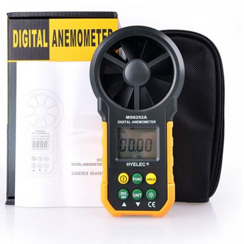 LCD Digital Anemometer Wind Speed Meter Air Flow Tester Backlight HYELEC MS6252A