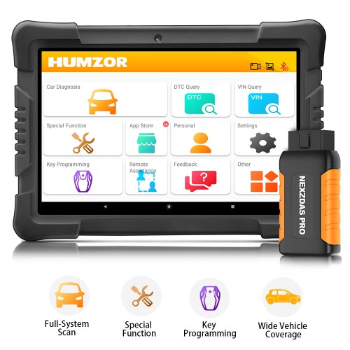 Humzor NexzDAS Pro Bluetooth 9.6inch Tablet Full System Auto Diagnostic Tool Professional OBD2 Scanner with IMMO/ABS/EPB/SAS/DPF/Oil Reset