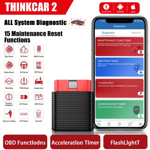 ThinkCar 2 Professional OBD2 Bluetooth for iOS Android Auto Scanner OBD 2 Car Diagnostic Code Reader Automotive Tools