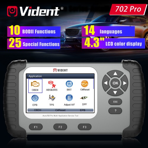 VIDENT iAuto 702 Pro Multi-applicaton Service Tool Support ABS/SRS/EPB/DPF Update to 19 Maintenances 3 Years Free Update Online