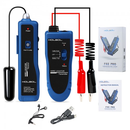 KOLSOL F02 Pro Underground Wire Locator, Cable Tester with Rechargeable 1100mAh Battery to Locate Wires and Control Wires Cables Pet Fence Wires