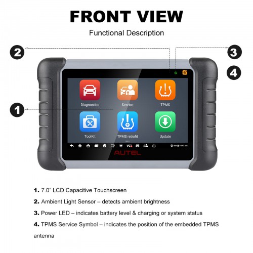 Autel MaxiPRO MP808Z-TS WIFI/Bluetooth Diagnostic Scanner for Complete TPMS,  Bi-directional Control, 30+ Maintenance Functions