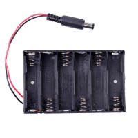 6 x AA Battery Case with DC2.1 Power Jack for Arduino ( Black Color ) 10pcs/lot
