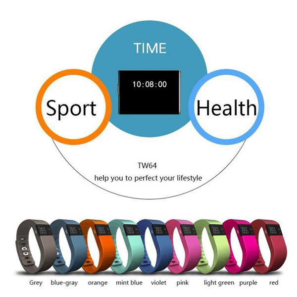 TW64 Bluetooth Bracelet Smart Wristband Fitness Sports Sleep Monitor Watch